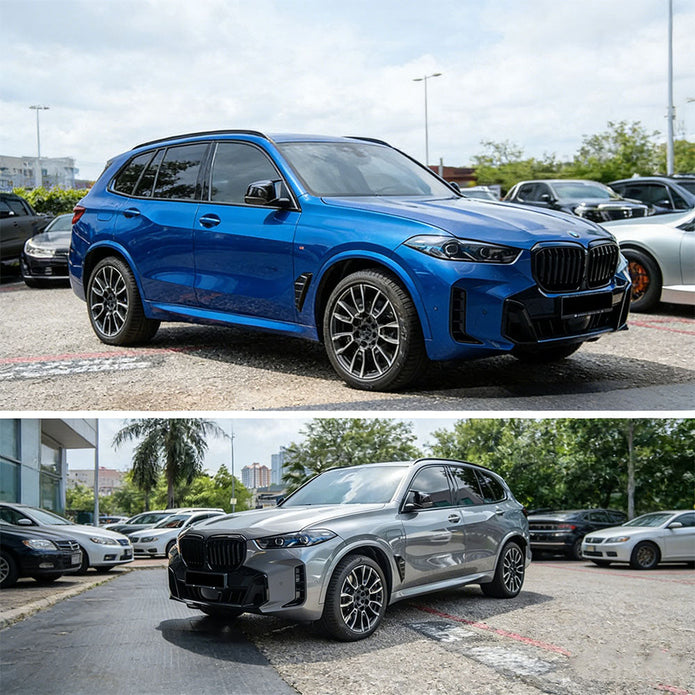 BMW X5 G05 LCI Gloss Black Single-Slat Front Grille — front three-quarter view