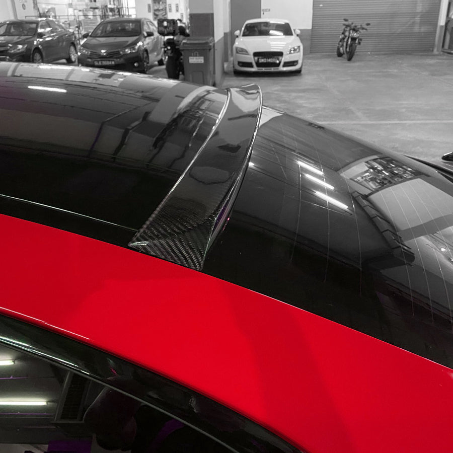 BMW M6 F06 OEM Style Carbon Fibre Roof Spoiler — front three-quarter view