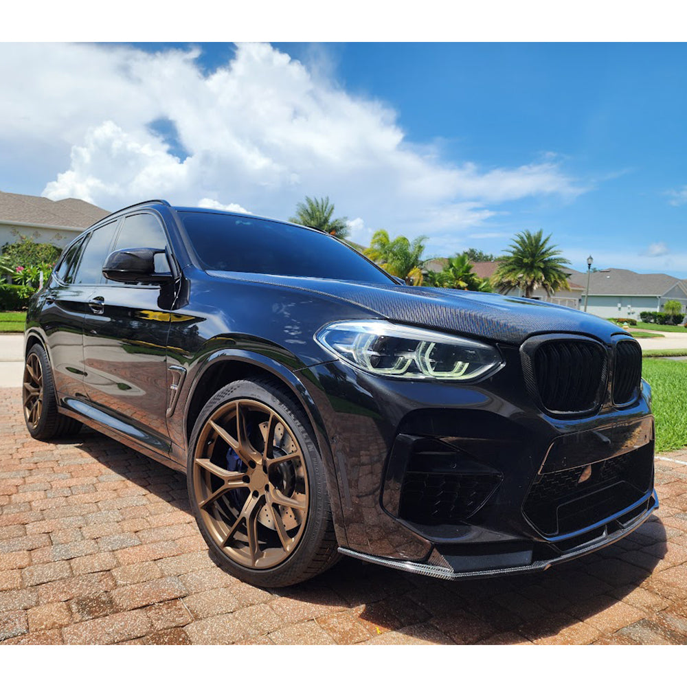 BMW X3 M F97 Pre-LCI JC Design Carbon Fibre Front Lip — front three-quarter view
