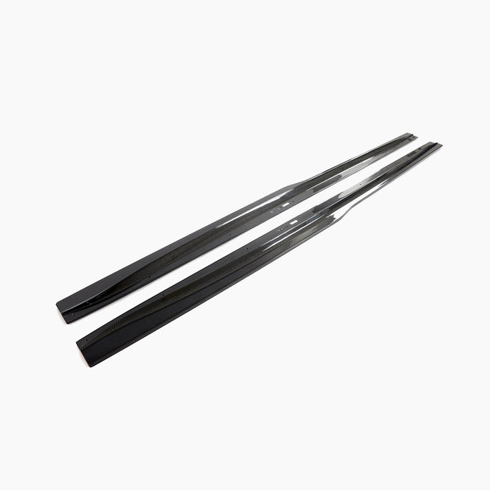 BMW M3 F80 PSM Design Carbon Fibre Side Skirt Extensions — front three-quarter view