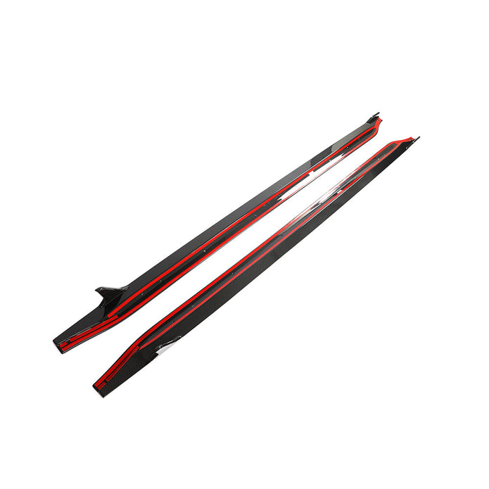 BMW M3 G80 ED Design Pre-Preg Carbon Fibre Side Skirt Extensions — front three-quarter view