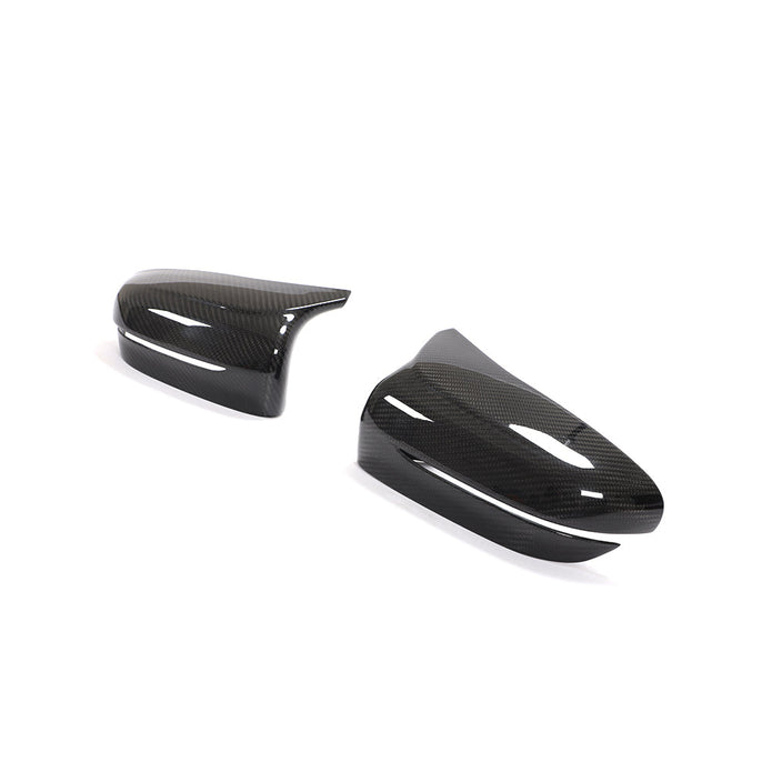 BMW M5 F90 Pre-LCI OEM Style Carbon Fibre Mirror Cap Overlays — front three-quarter view