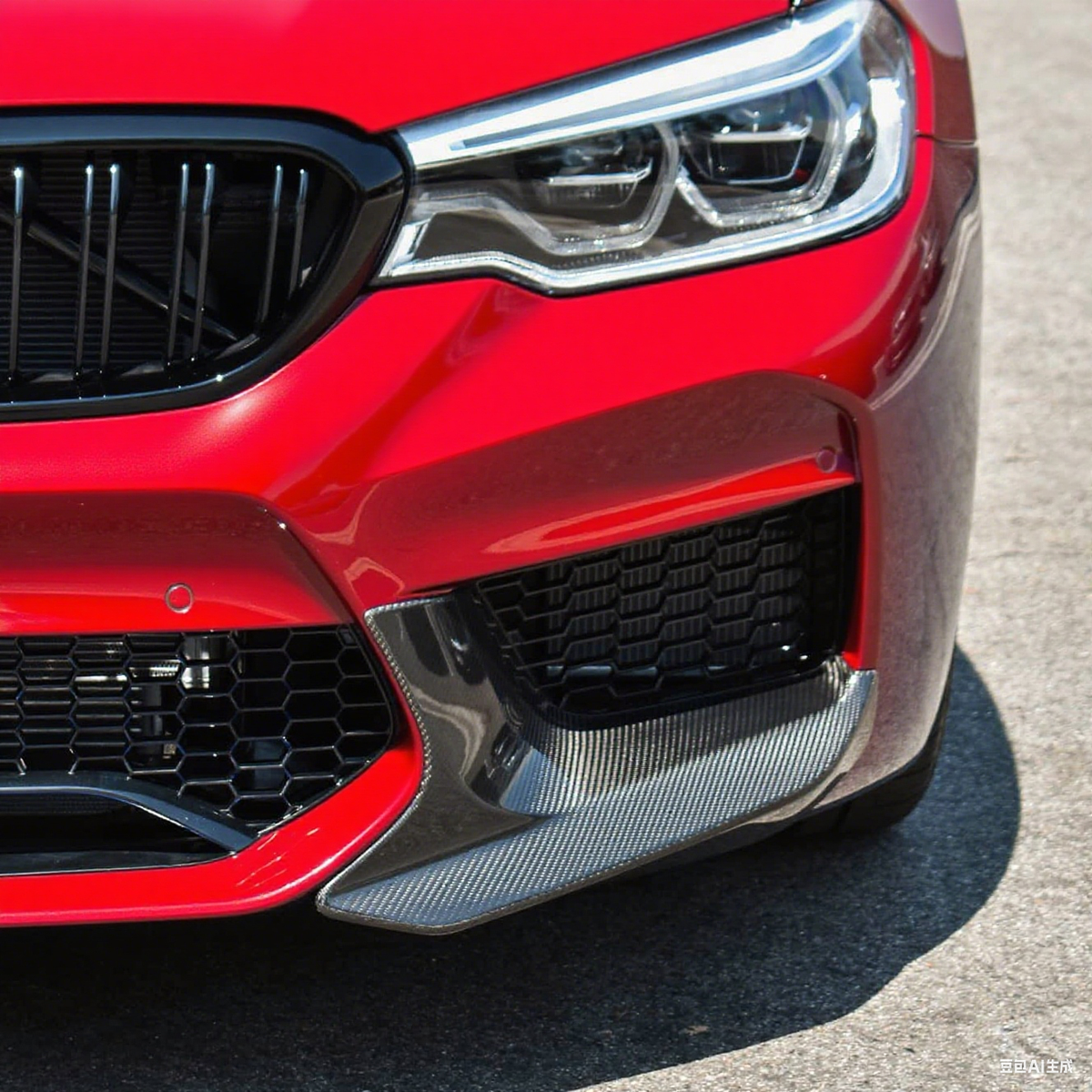 BMW M5 F90 Pre-LCI Carbon Fibre Front Splitter — front three-quarter view