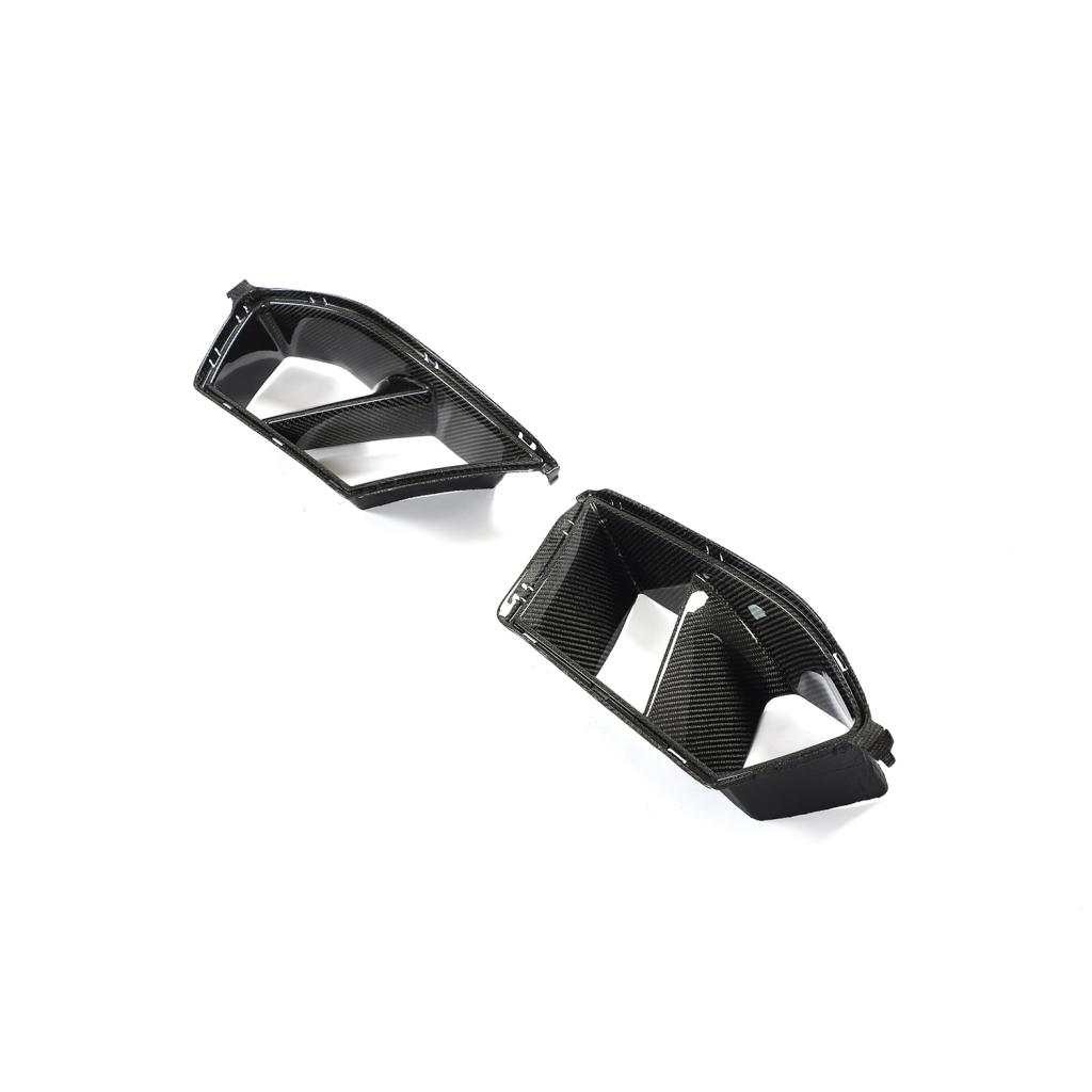 BMW M3 G80 OEM Style Carbon Fibre Air Vent Trims — front three-quarter view