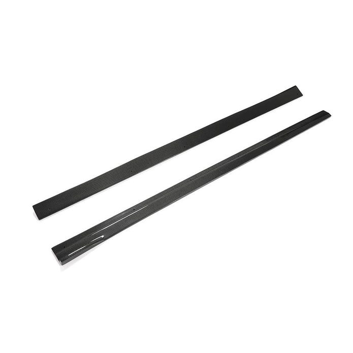 BMW M2 F87 OEM Style Carbon Fibre Side Skirt Extensions — surface and edge detail